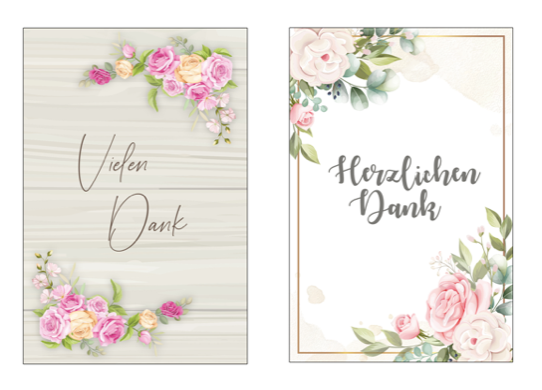 5 Stück Premium Dankeskarten (Klappkarten) mit 5 Umschlägen, Danke Karten Geburt Merz Designkarten
