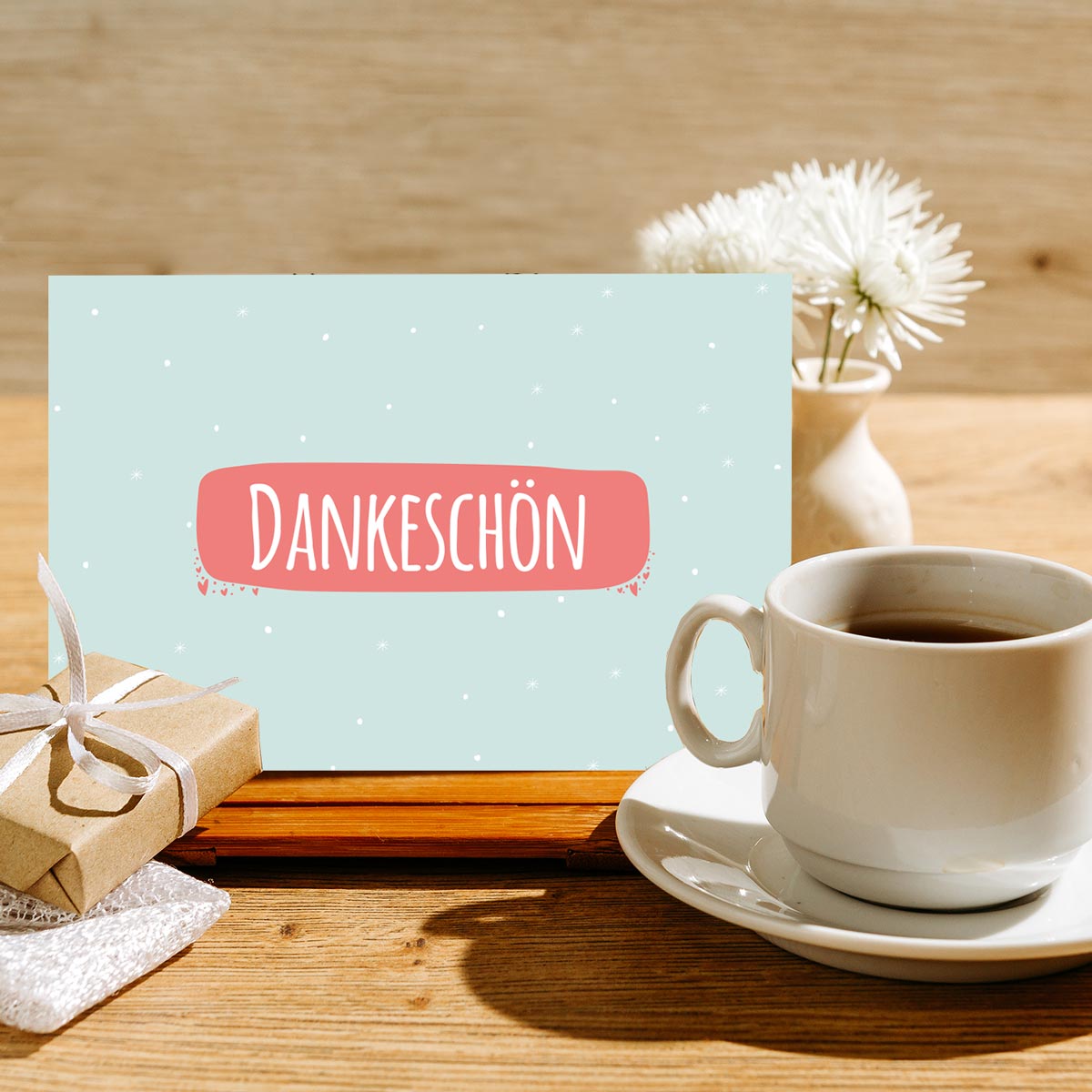 4Stück Premium Dankeskarten (Klappkarten) mit 4 Umschlägen, Danke Karten Geburt Merz Designkarten