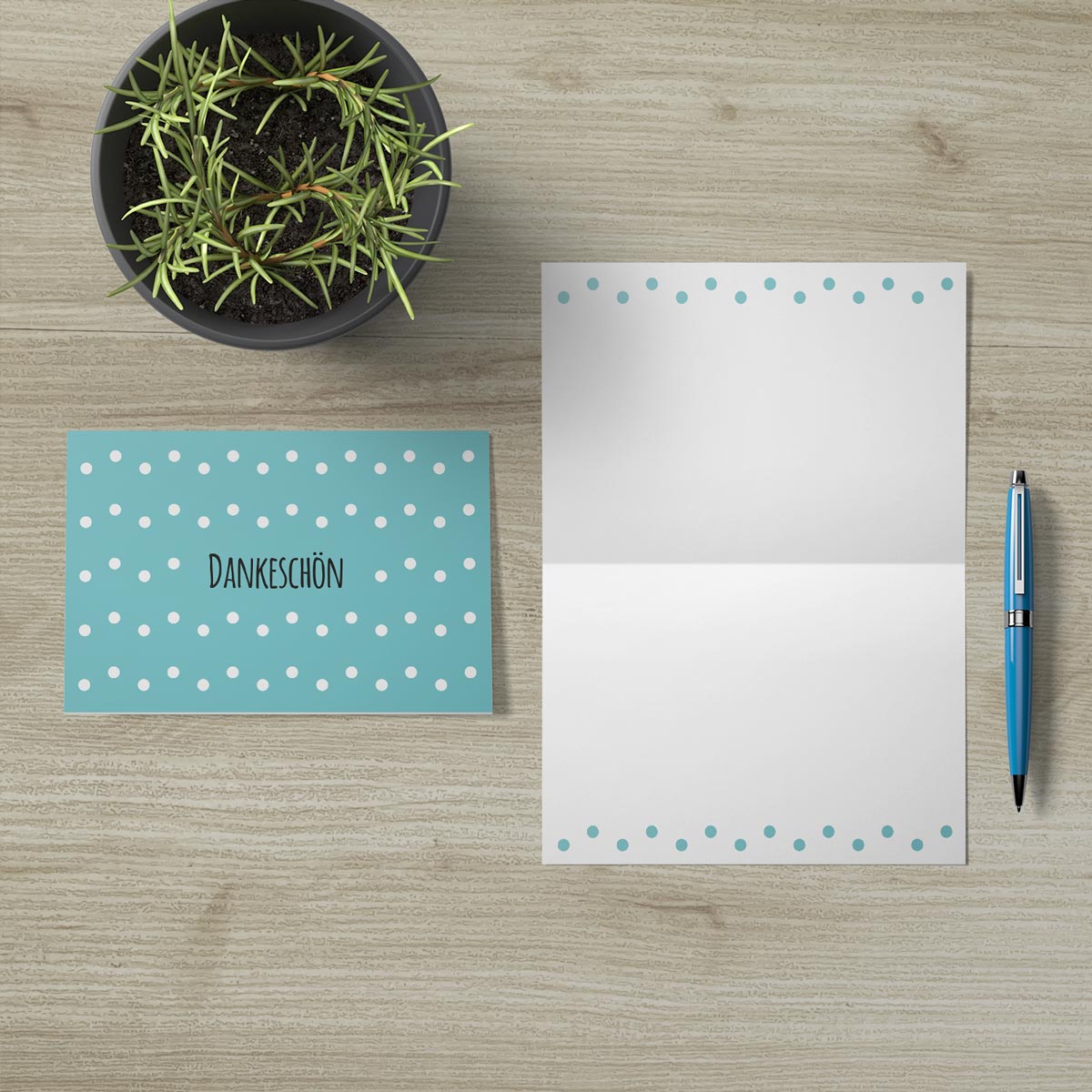 4Stück Premium Dankeskarten (Klappkarten) mit 4 Umschlägen, Danke Karten Geburt Merz Designkarten