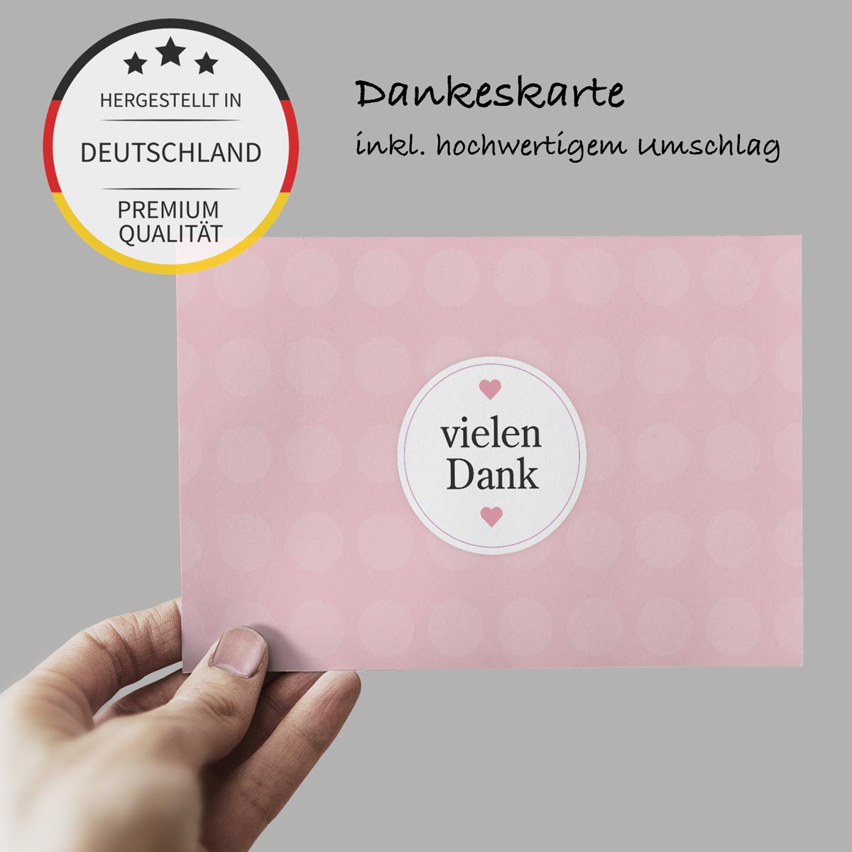 4Stück Premium Dankeskarten (Klappkarten) mit 4 Umschlägen, Danke Karten Geburt Merz Designkarten
