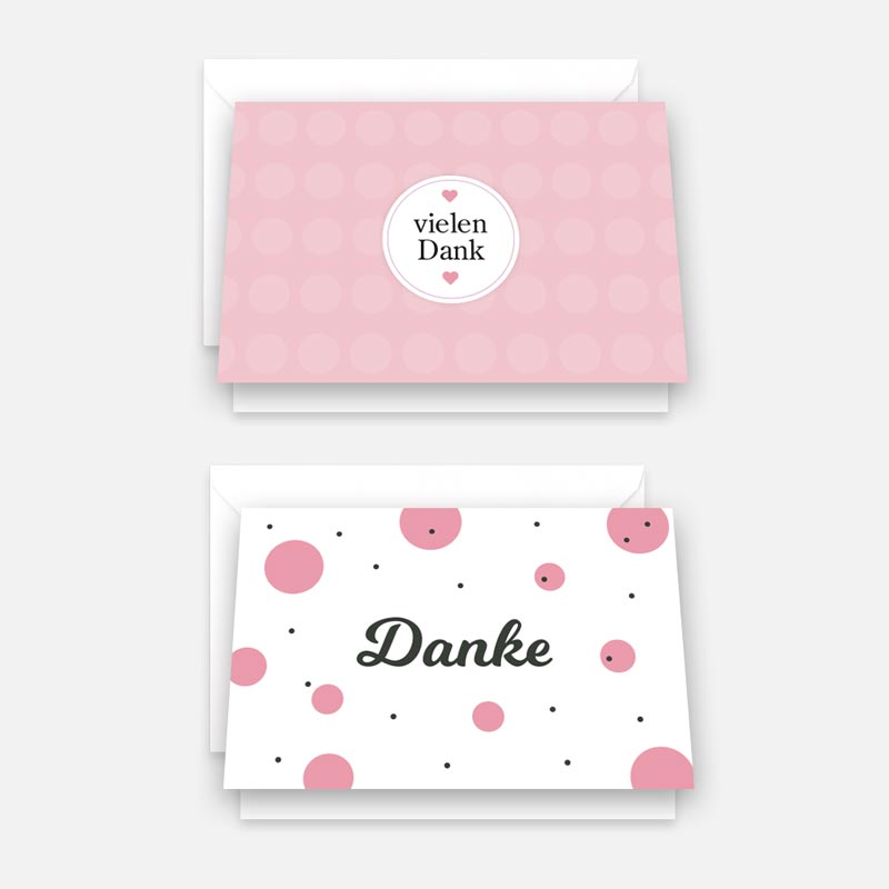 2 moderne Dankekarten 18x12cm mit Umschlag Handarbeit - Lieblingsladen