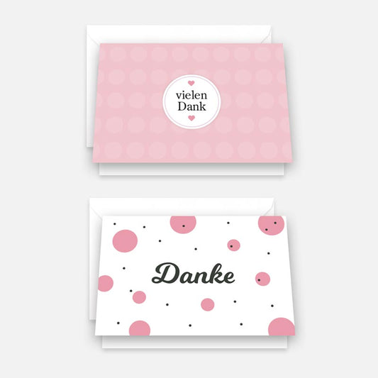 2 moderne Dankekarten 18x12cm mit Umschlag Handarbeit - Lieblingsladen