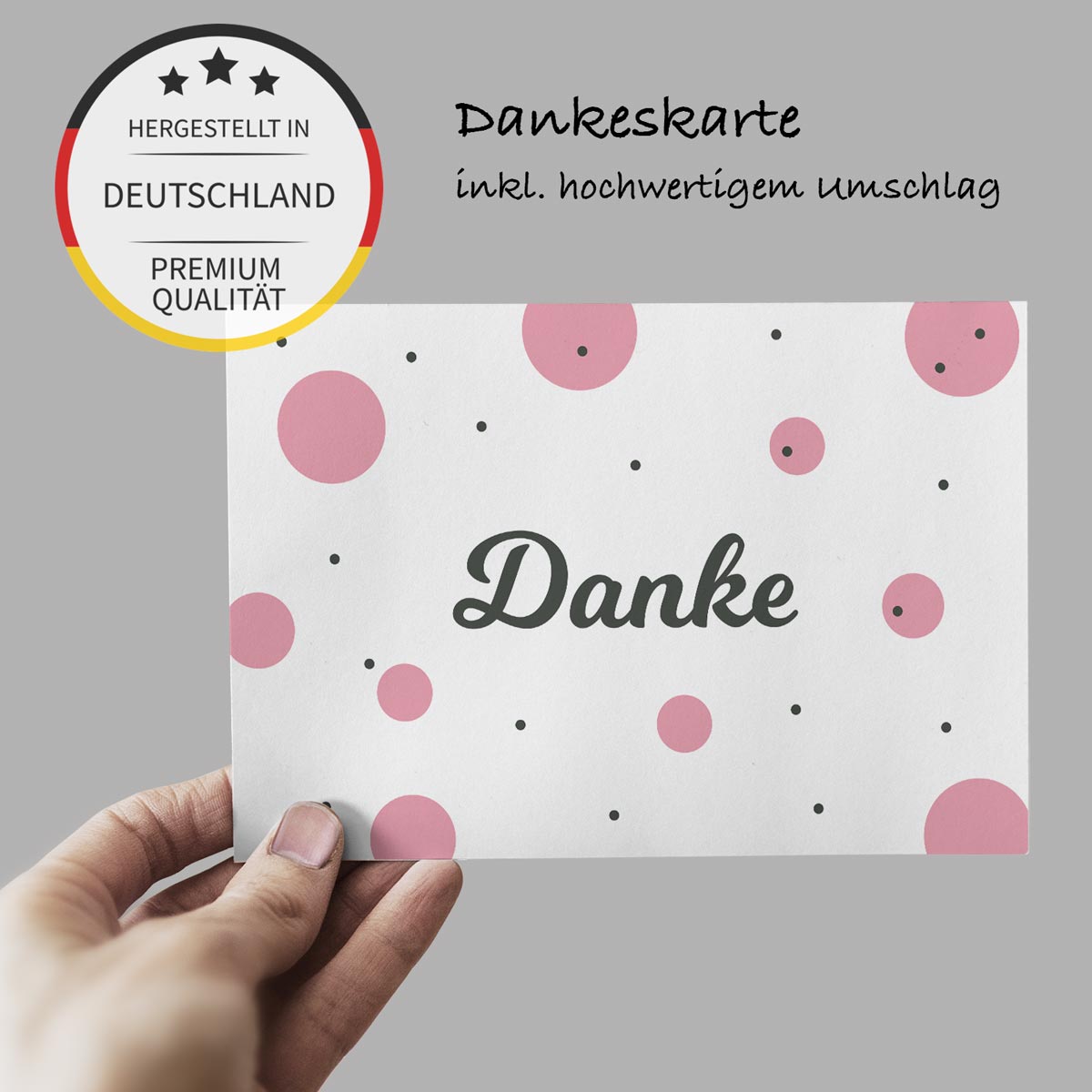 4Stück Premium Dankeskarten (Klappkarten) mit 4 Umschlägen, Danke Karten Geburt Merz Designkarten
