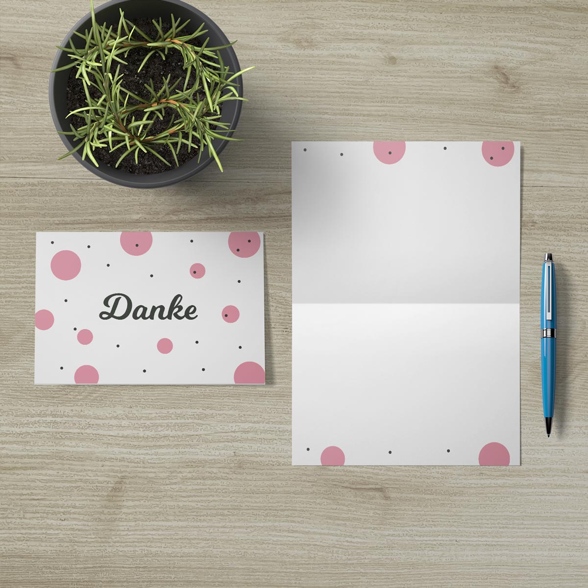 4Stück Premium Dankeskarten (Klappkarten) mit 4 Umschlägen, Danke Karten Geburt Merz Designkarten