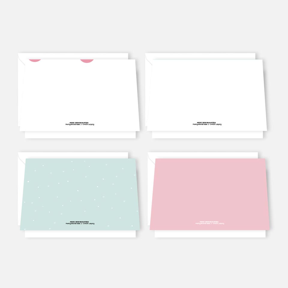 4Stück Premium Dankeskarten (Klappkarten) mit 4 Umschlägen, Danke Karten Geburt Merz Designkarten