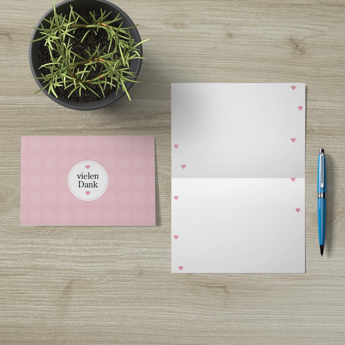 2 moderne Dankekarten 18x12cm mit Umschlag Handarbeit - Lieblingsladen