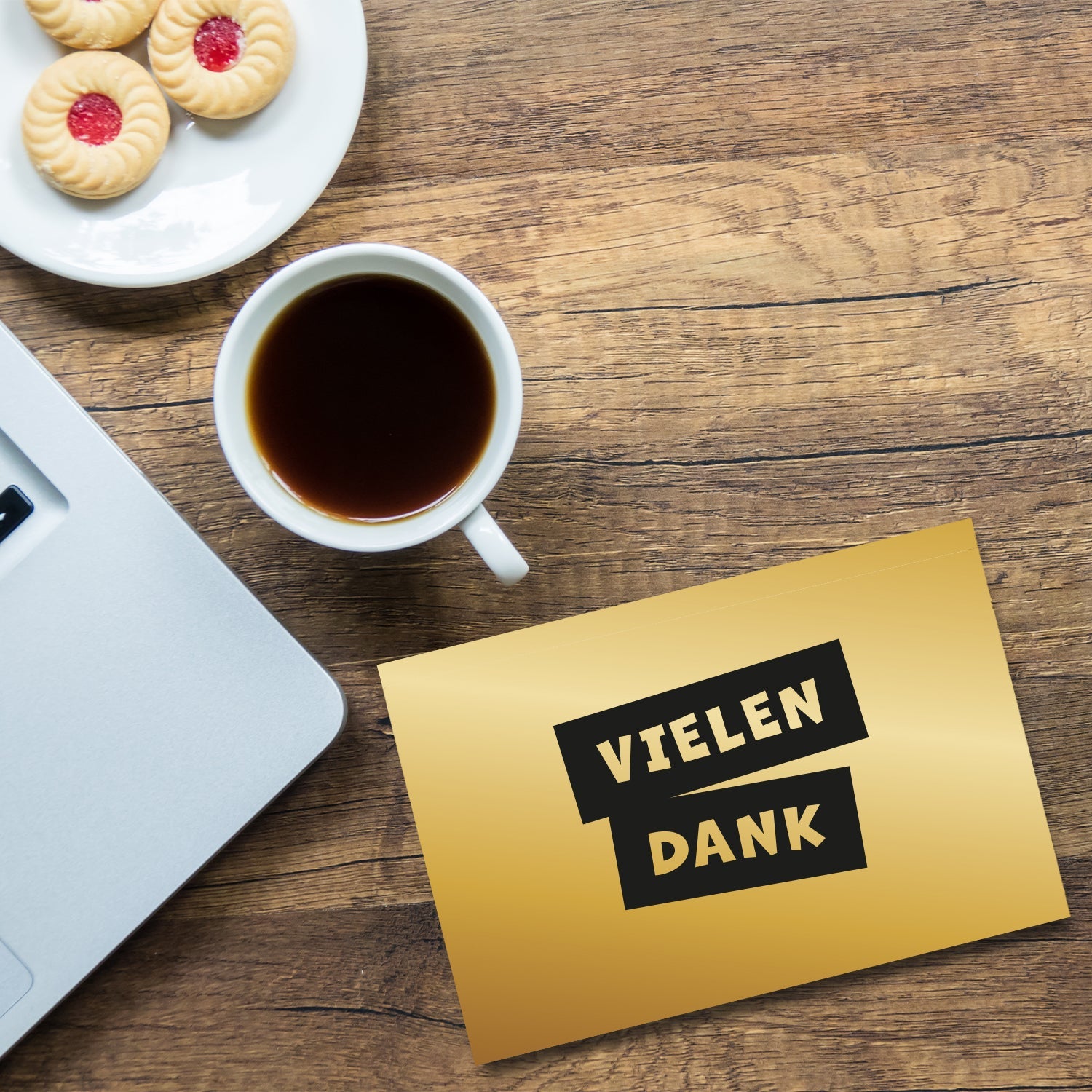 4 Premium Dankeskarten 12x18cm, Klappkarten +4 Kuverts, Danke Karten Dankekarten Merz Designkarten