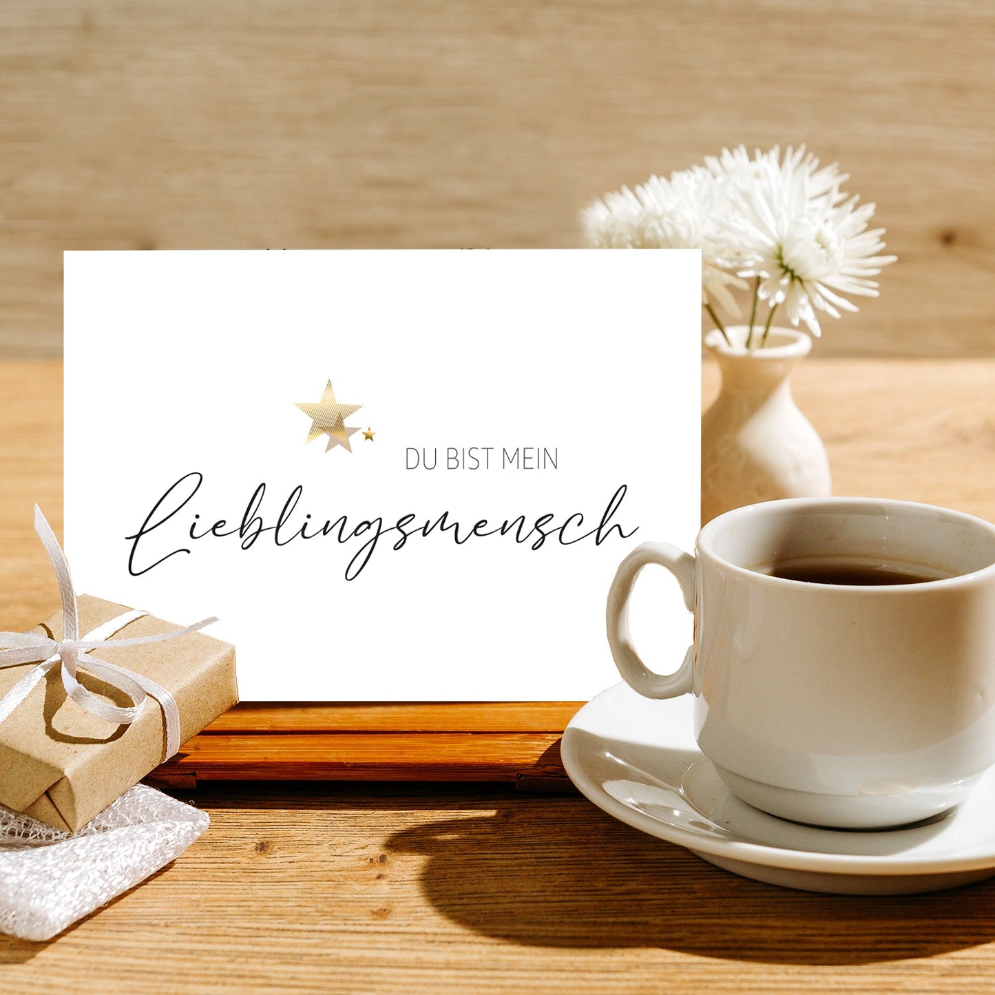 1 edle Grußkarte Klappkarte + Umschlag  Lieblingsmensch Liebe Freundschaft Handarbeit - Lieblingsladen