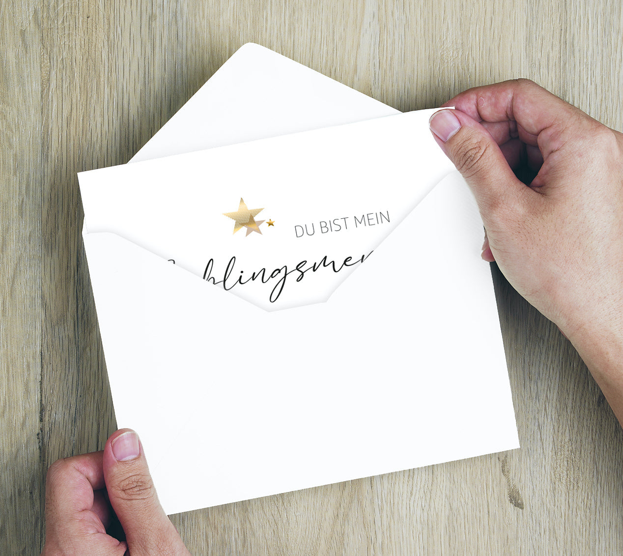 1 edle Grußkarte Klappkarte + Umschlag  Lieblingsmensch Liebe Freundschaft Handarbeit - Lieblingsladen