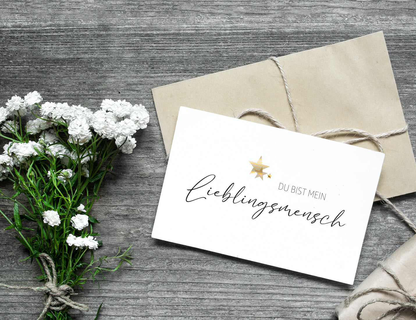 1 edle Grußkarte Klappkarte + Umschlag  Lieblingsmensch Liebe Freundschaft Handarbeit - Lieblingsladen