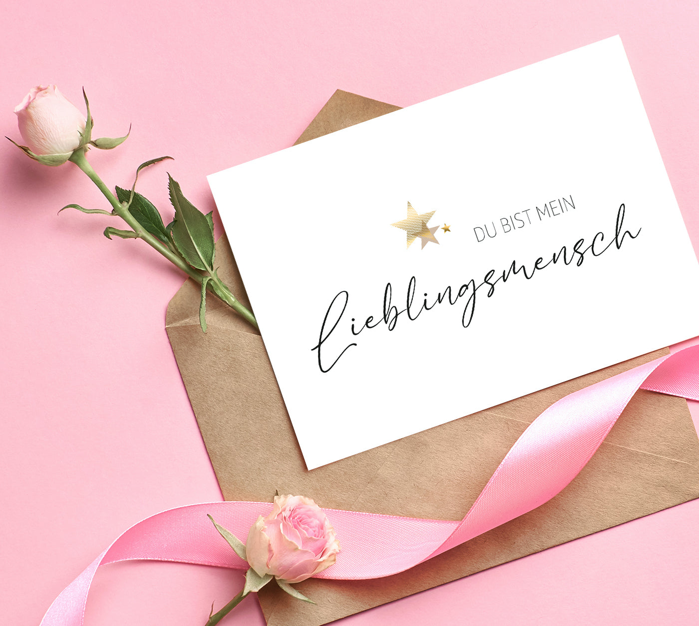 1 edle Grußkarte Klappkarte + Umschlag  Lieblingsmensch Liebe Freundschaft Handarbeit - Lieblingsladen