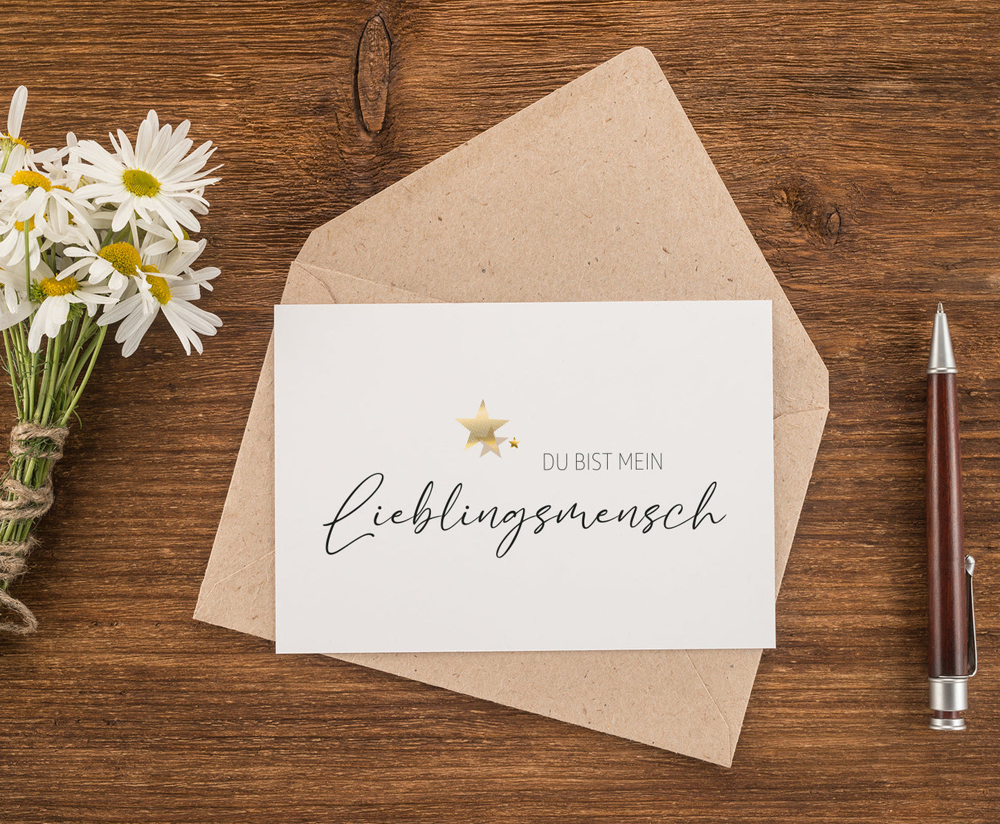 1 edle Grußkarte Klappkarte + Umschlag  Lieblingsmensch Liebe Freundschaft Handarbeit - Lieblingsladen