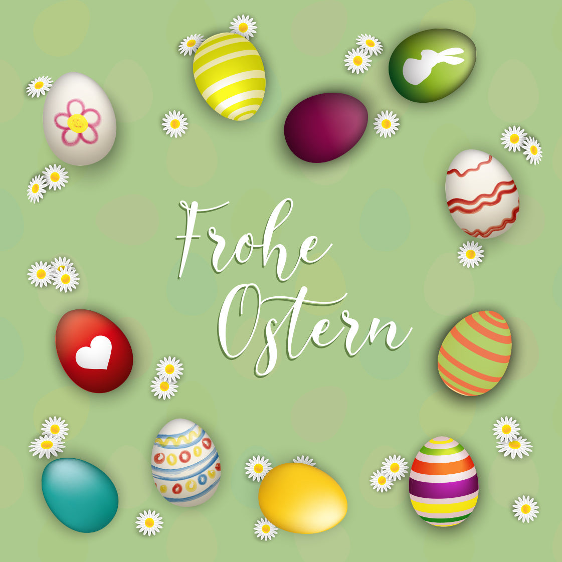 4 Premium Osterkarten Grußkarten Ostern Klappkarten mit Umschlag 14,8x14,8cm Merz Designkarten