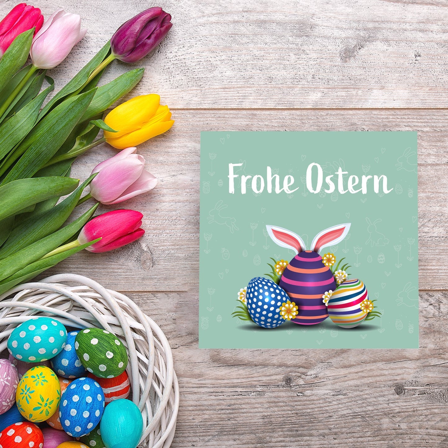 4 Premium Osterkarten Grußkarten Ostern Klappkarten mit Umschlag 14,8x14,8cm Merz Designkarten