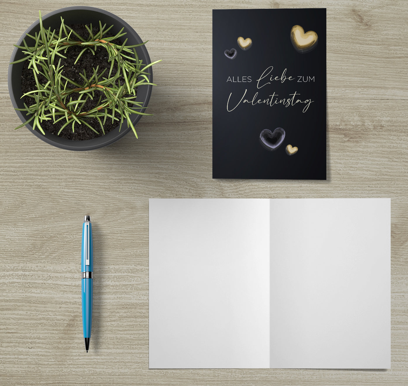 1 edle Valentinstagskarte 12x18cm Klappkarte +Umschlag Liebe Valentinstag Karte Merz Designkarten