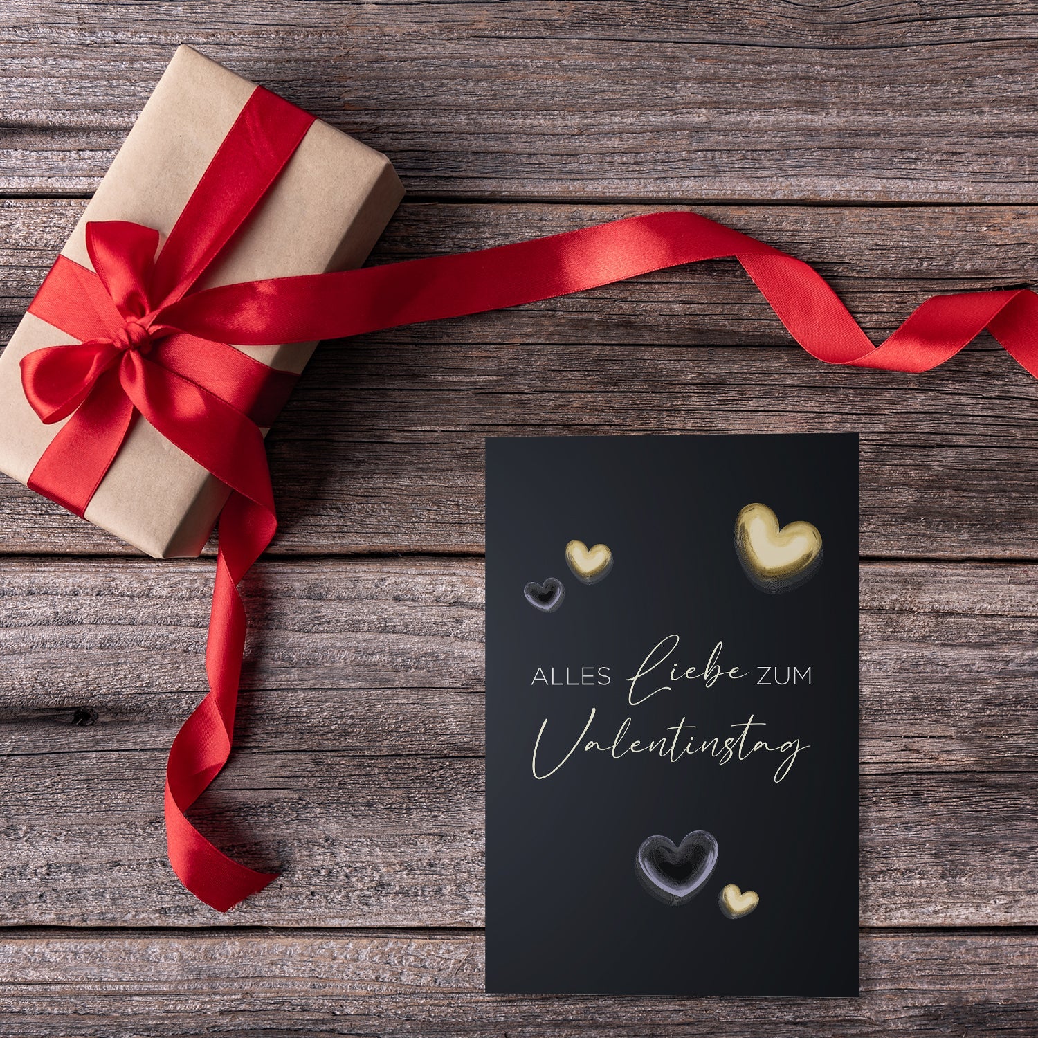 1 edle Valentinstagskarte 12x18cm Klappkarte +Umschlag Liebe Valentinstag Karte Merz Designkarten