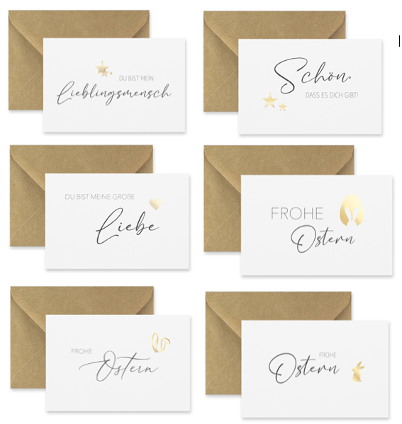 20 edle Grußkarten für viele Anlässe, Weihnachtskarten, Geburtstage etc...10,5x14,8cm Klappkarten +20 Kuvert Merz Designkarten