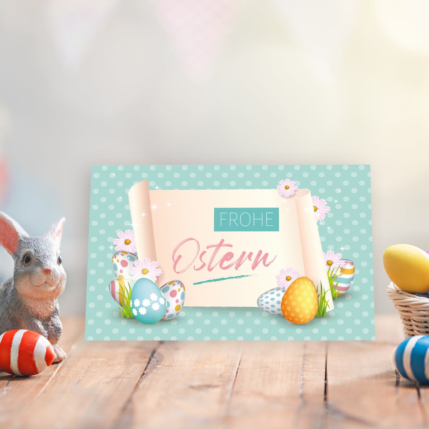 6 Premium Osterkarte Grußkarten Ostern Klappkarte mit 6 Umschläge 12x18cm Karten Merz Designkarten