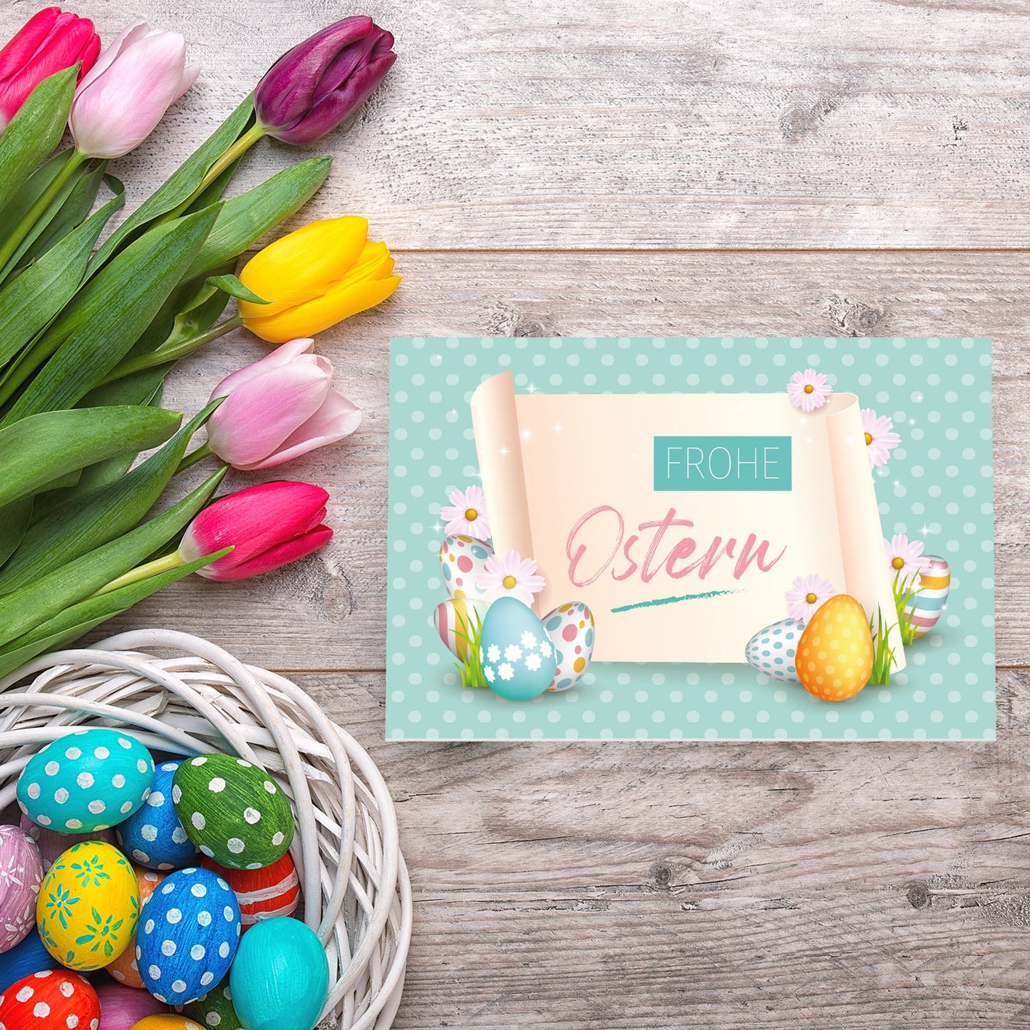 6 Premium Osterkarte Grußkarten Ostern Klappkarte mit 6 Umschläge 12x18cm Karten Merz Designkarten