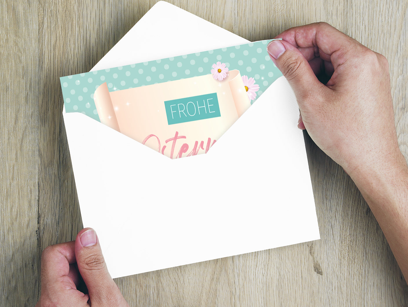 6 Premium Osterkarte Grußkarten Ostern Klappkarte mit 6 Umschläge 12x18cm Karten Merz Designkarten