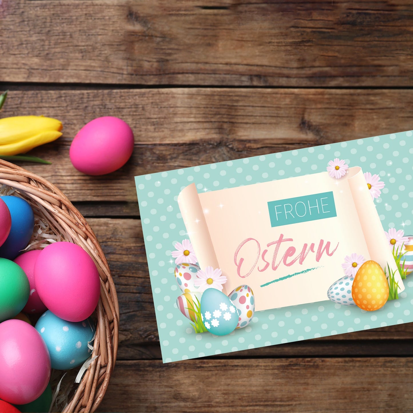 6 Premium Osterkarte Grußkarten Ostern Klappkarte mit 6 Umschläge 12x18cm Karten Merz Designkarten