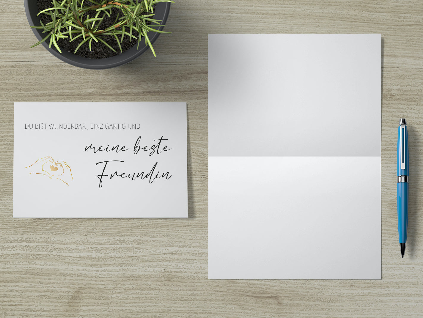 1 edle Karte Grußkarte für beste Freundin Klappkarte 10,5x14,8cm + Naturumschlag Merz Designkarten