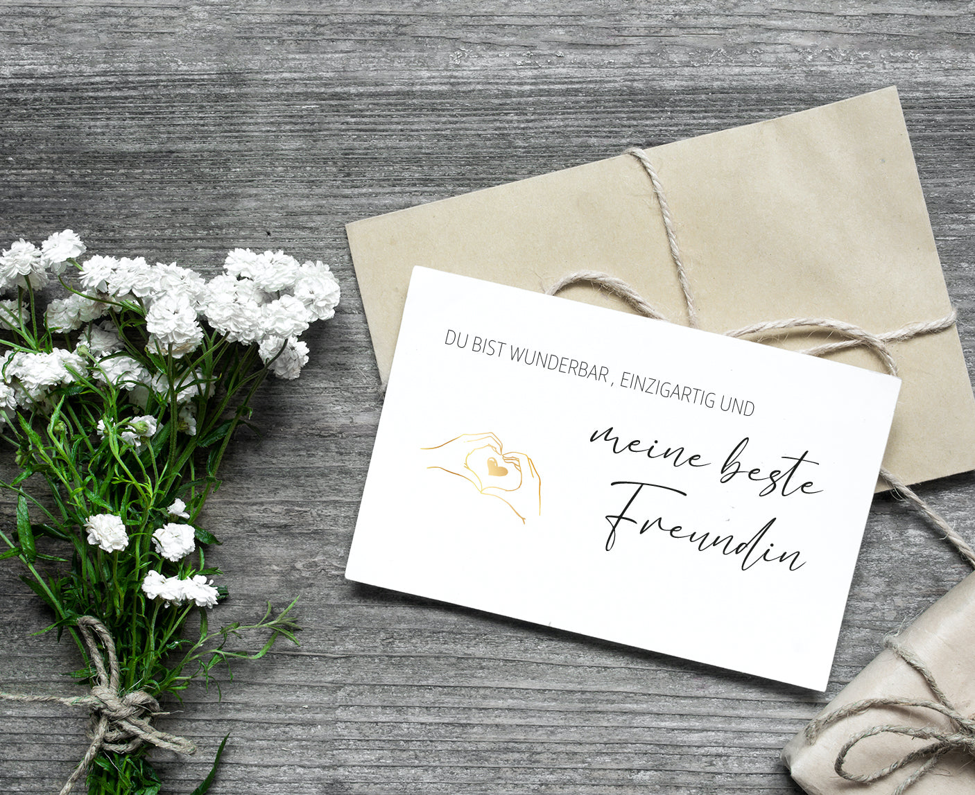 1 edle Karte Grußkarte für beste Freundin Klappkarte 10,5x14,8cm + Naturumschlag Merz Designkarten