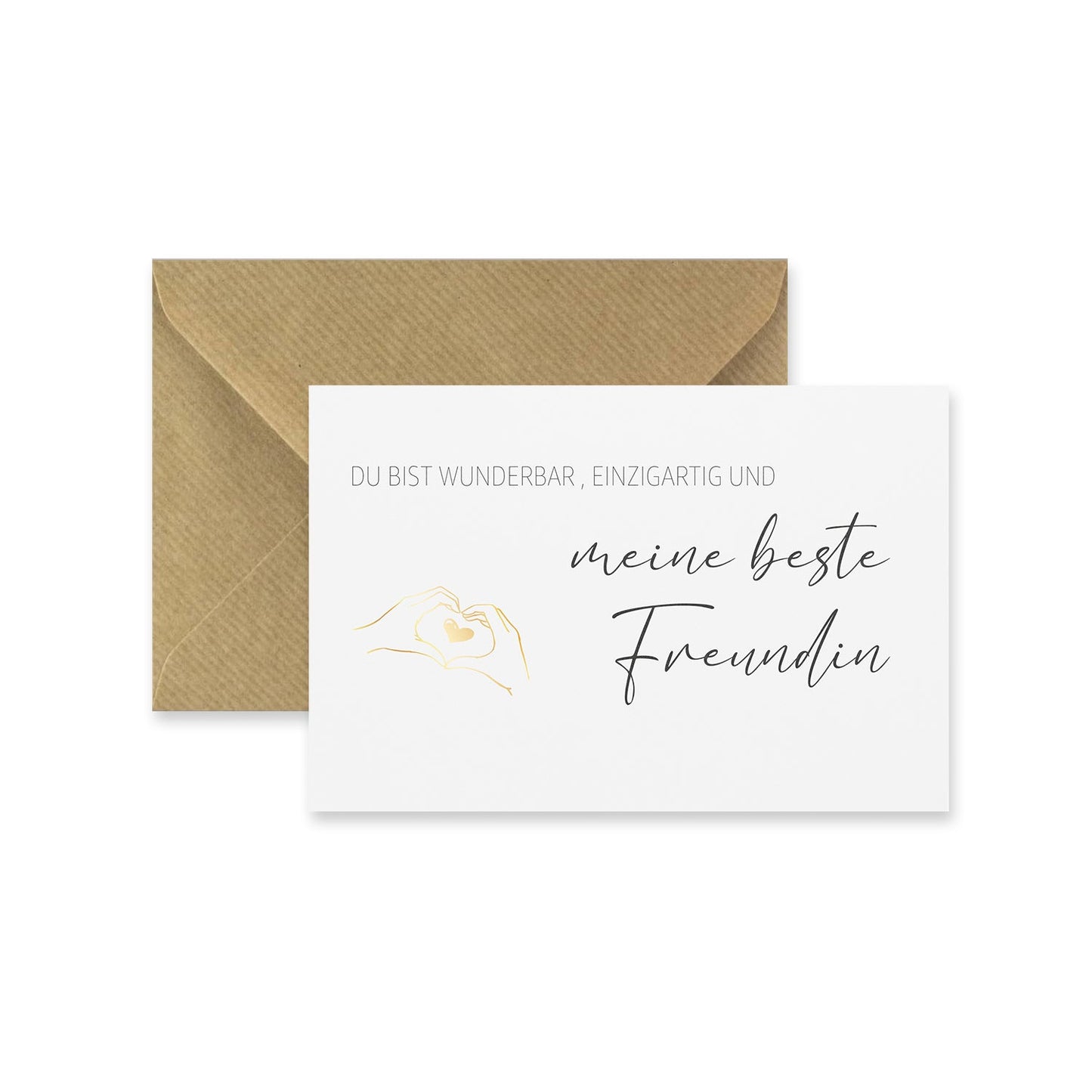 1 edle Karte Grußkarte für beste Freundin Klappkarte 10,5x14,8cm + Naturumschlag Merz Designkarten