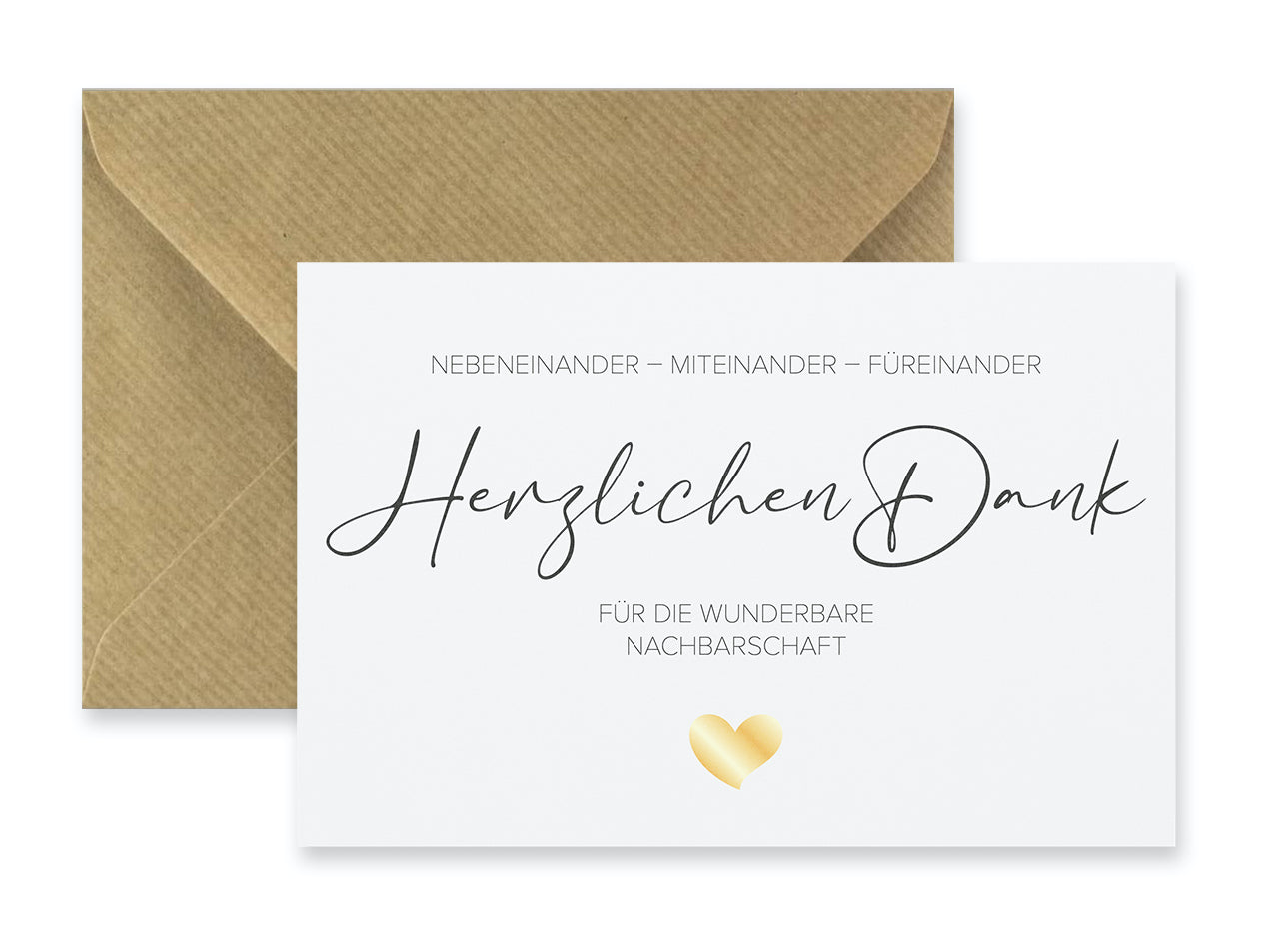 1 Karte Danke für Nachbarn Nachbarschaft Klappkarte 10,5x14,8cm + Naturumschlag Merz Designkarten