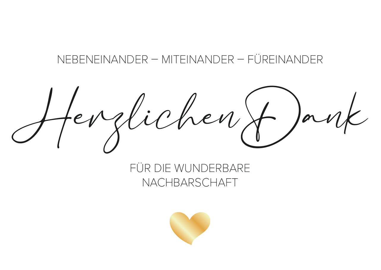 1 Karte Danke für Nachbarn Nachbarschaft Klappkarte 10,5x14,8cm + Naturumschlag Merz Designkarten