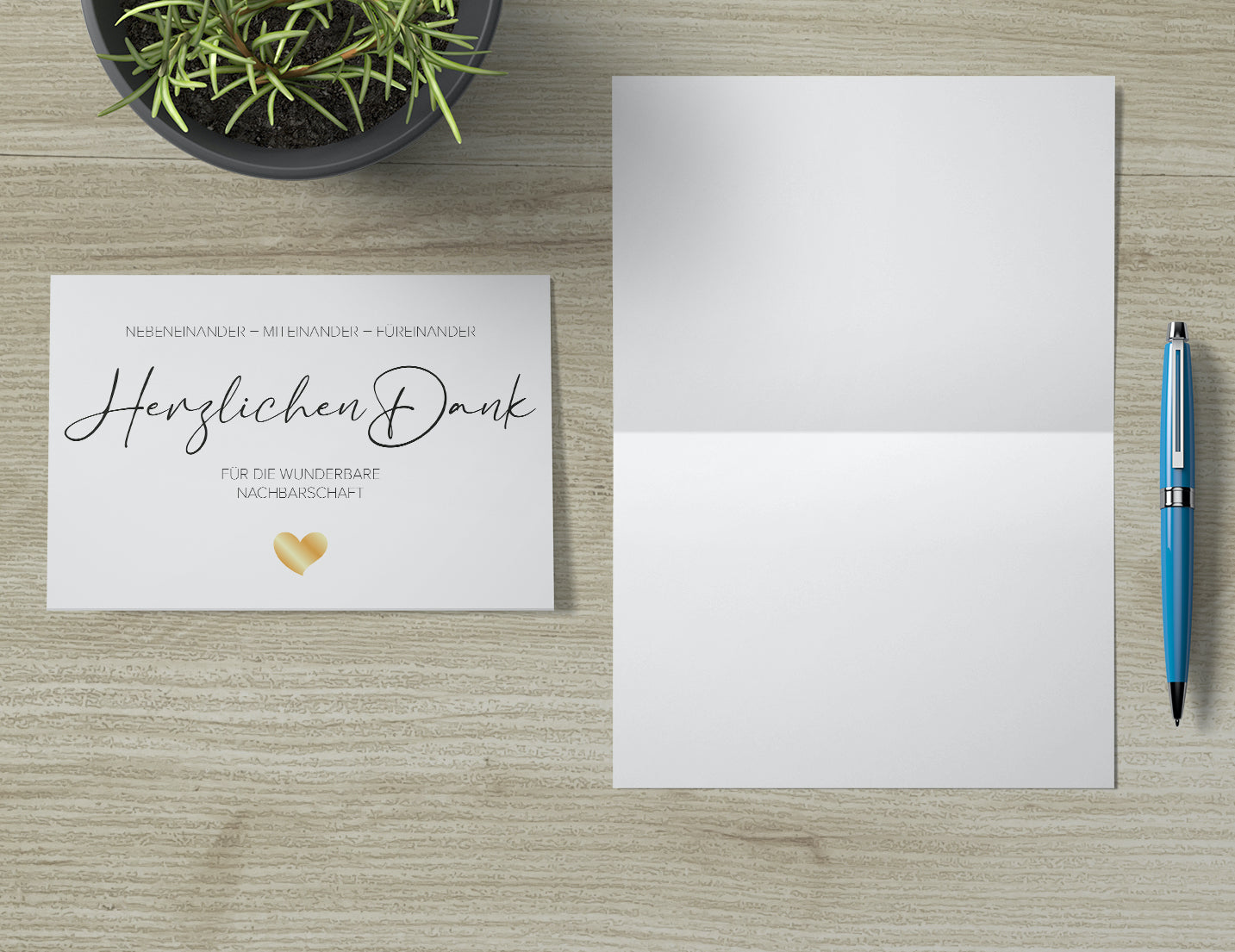 1 Karte Danke für Nachbarn Nachbarschaft Klappkarte 10,5x14,8cm + Naturumschlag Merz Designkarten