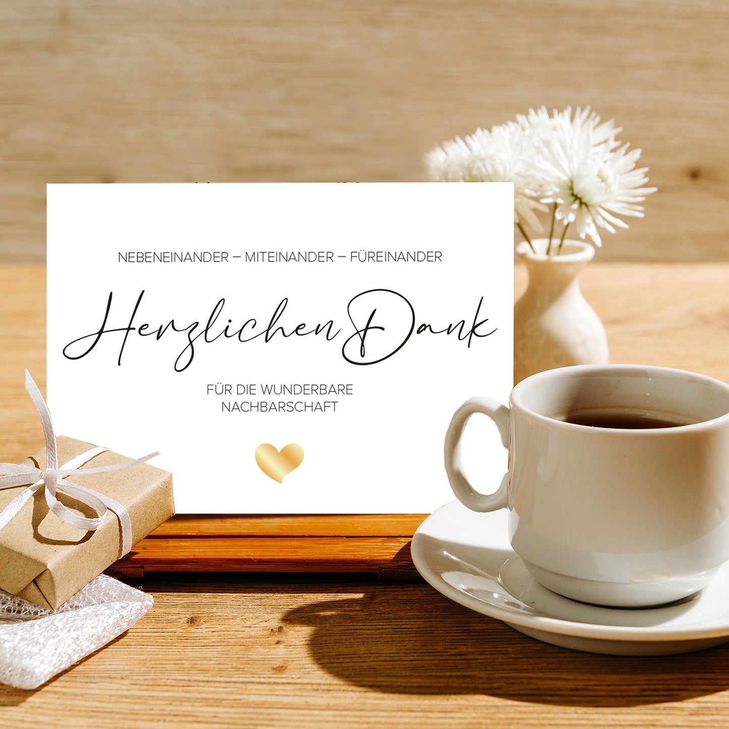 1 Karte Danke für Nachbarn Nachbarschaft Klappkarte 10,5x14,8cm + Naturumschlag Merz Designkarten