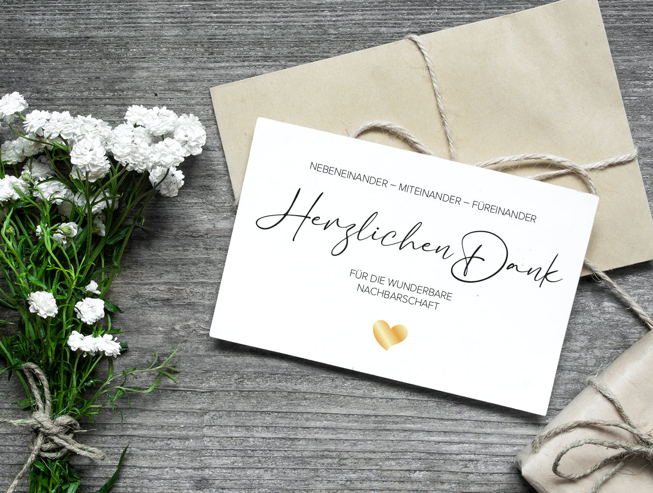 1 Karte Danke für Nachbarn Nachbarschaft Klappkarte 10,5x14,8cm + Naturumschlag Merz Designkarten