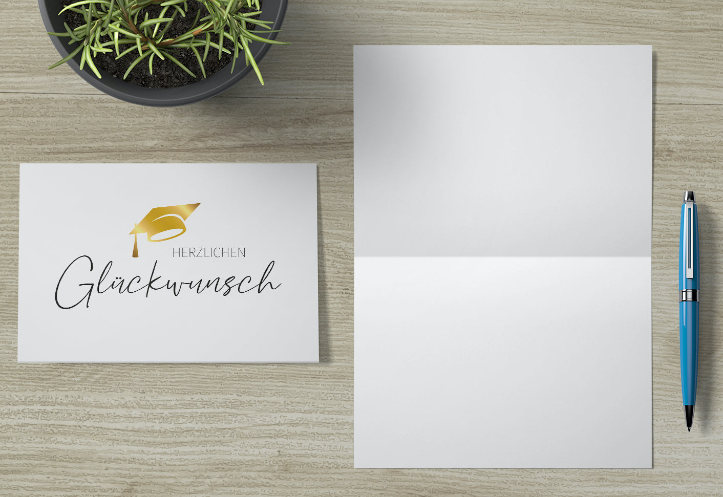 1 Premium Glückwunschkarte zum Abschluss Klappkarte 10,5x14,8cm + Naturumschlag Merz Designkarten