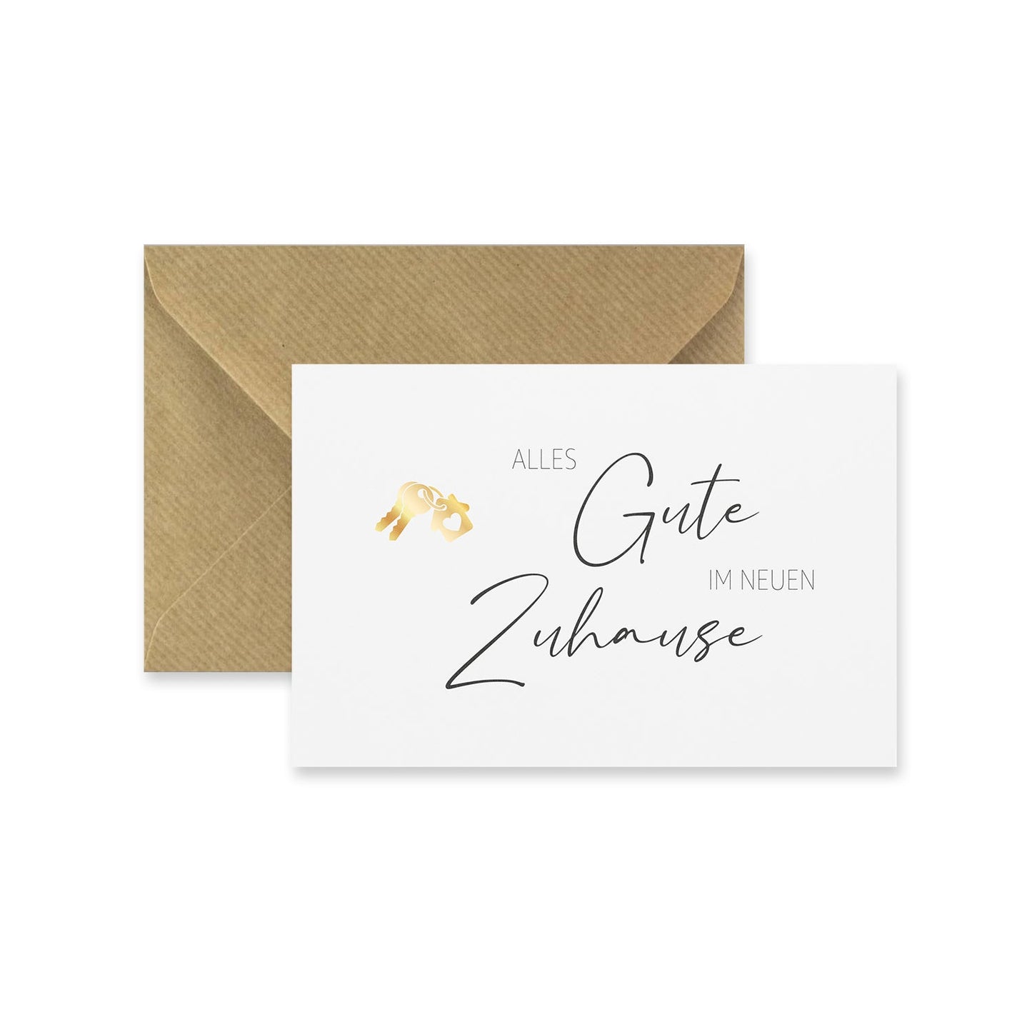 1 Karte Alles Gute im neuen Zuhause Umzug Klappkarte 10,5x14,8cm + Naturumschlag Merz Designkarten