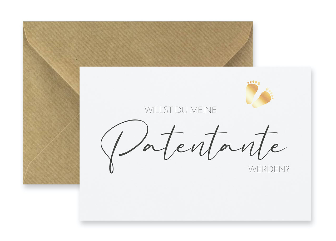 1 Premium Karte Patentante Taufzeugin Klappkarte 10,5x14,8cm und 1 Naturumschlag