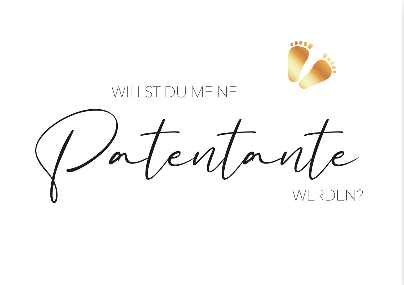1 Premium Karte Patentante Taufzeugin Klappkarte 10,5x14,8cm und 1 Naturumschlag