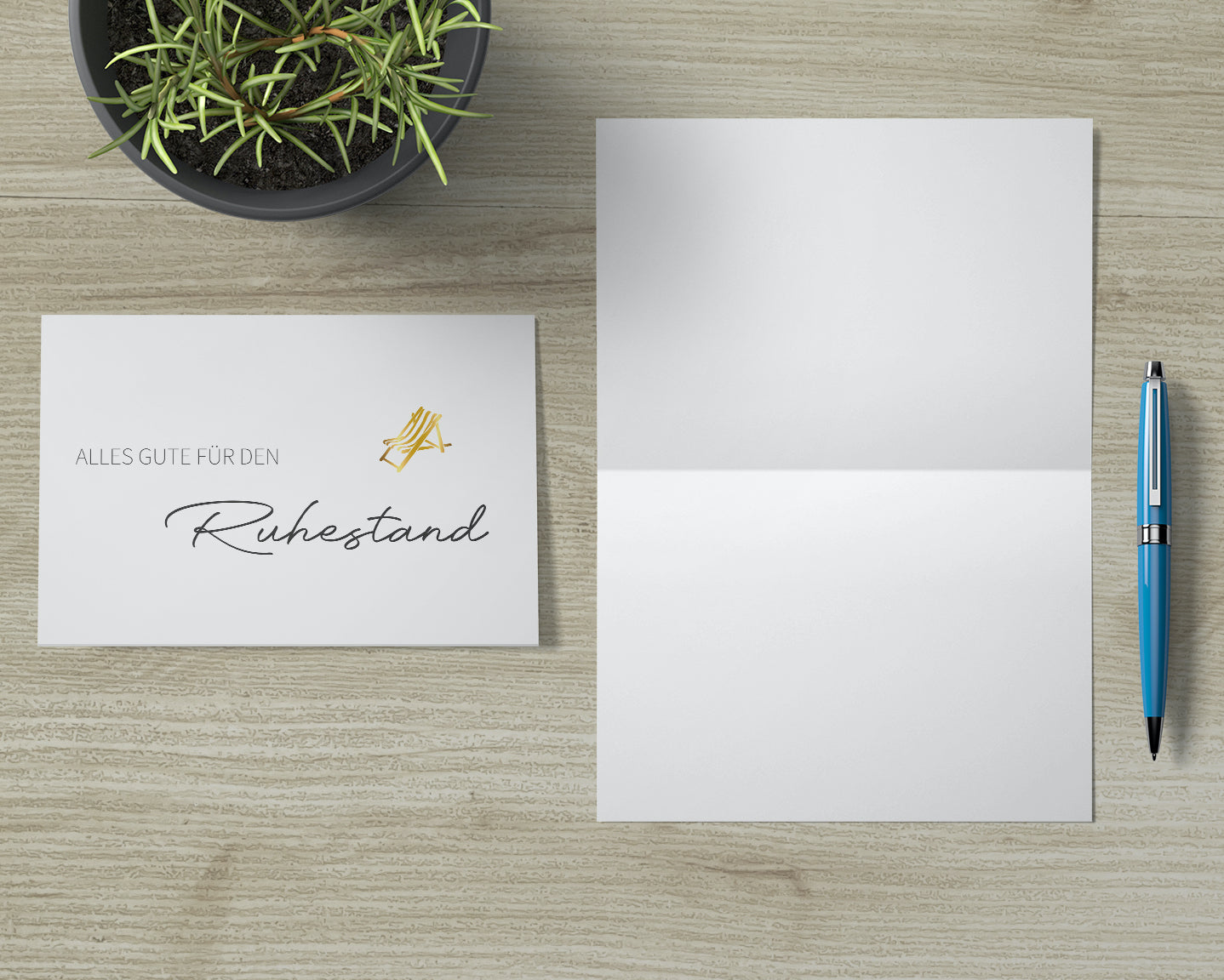 1 edle Glückwunschkarte Ruhestand Rente Klappkarte 10,5x14,8cm + 1 Naturumschlag Merz Designkarten