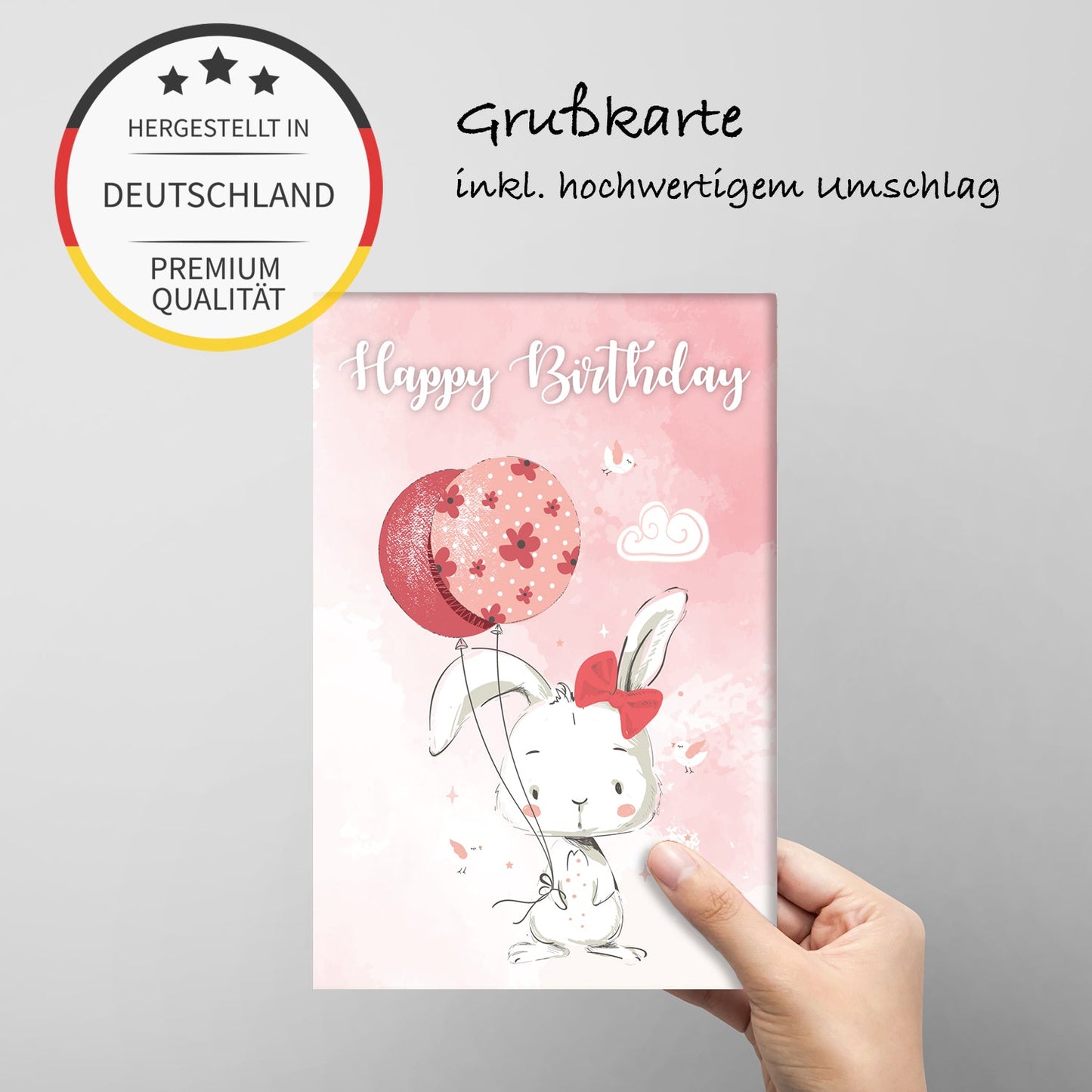 1 edle Geburtstagskarte Happy Birthday Klappkarte 18x12cm mit 1 weißen Umschlag Merz Designkarten