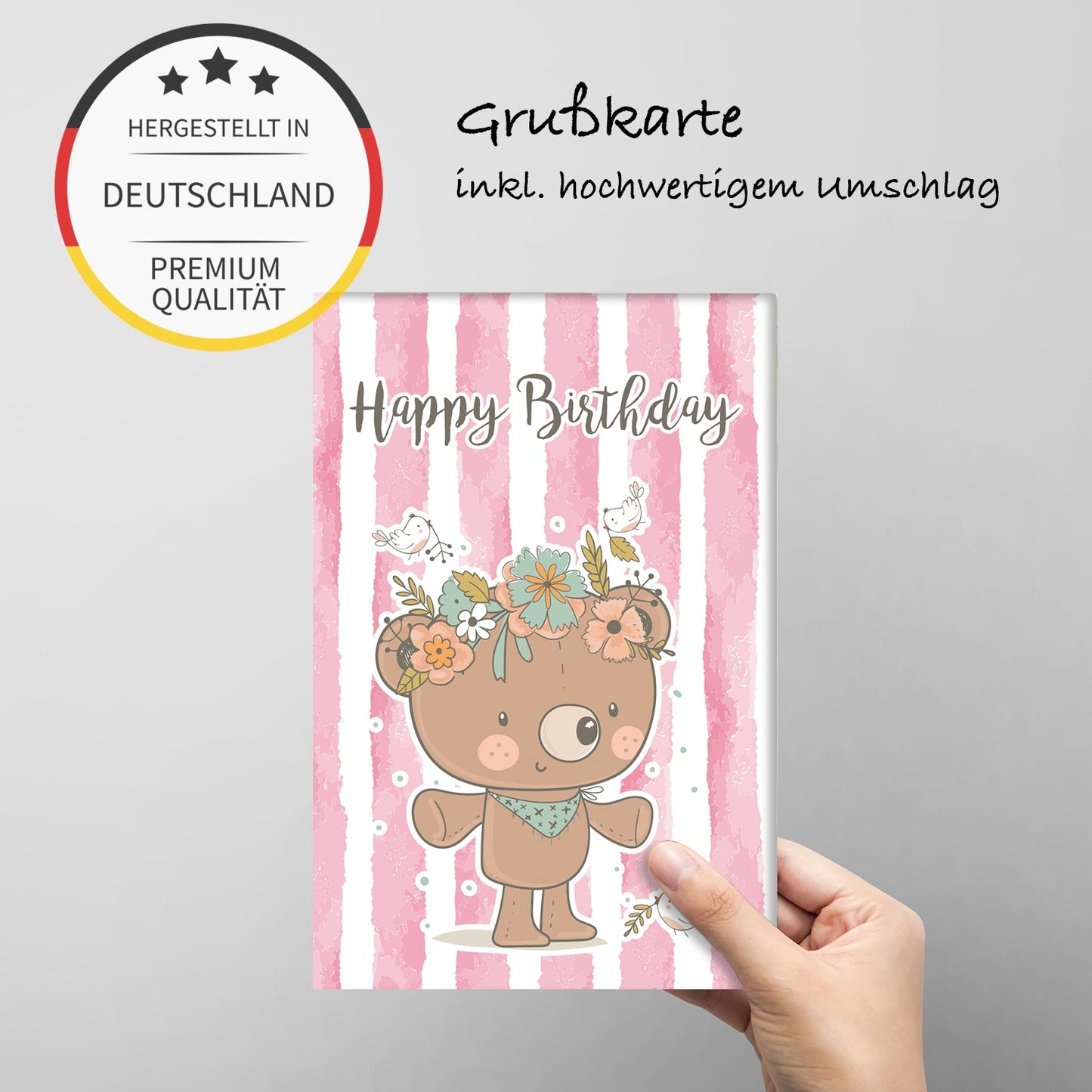 1 edle Geburtstagskarte Happy Birthday Klappkarte 18x12cm mit 1 weißen Umschlag Merz Designkarten
