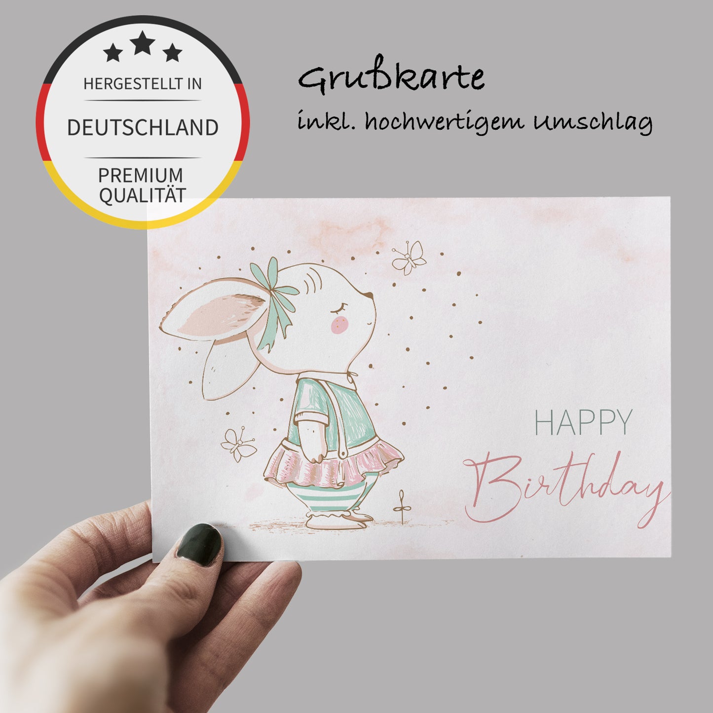 5 Premium Geburtstagskarten Happy Birthday 18x12cm mit Umschlag