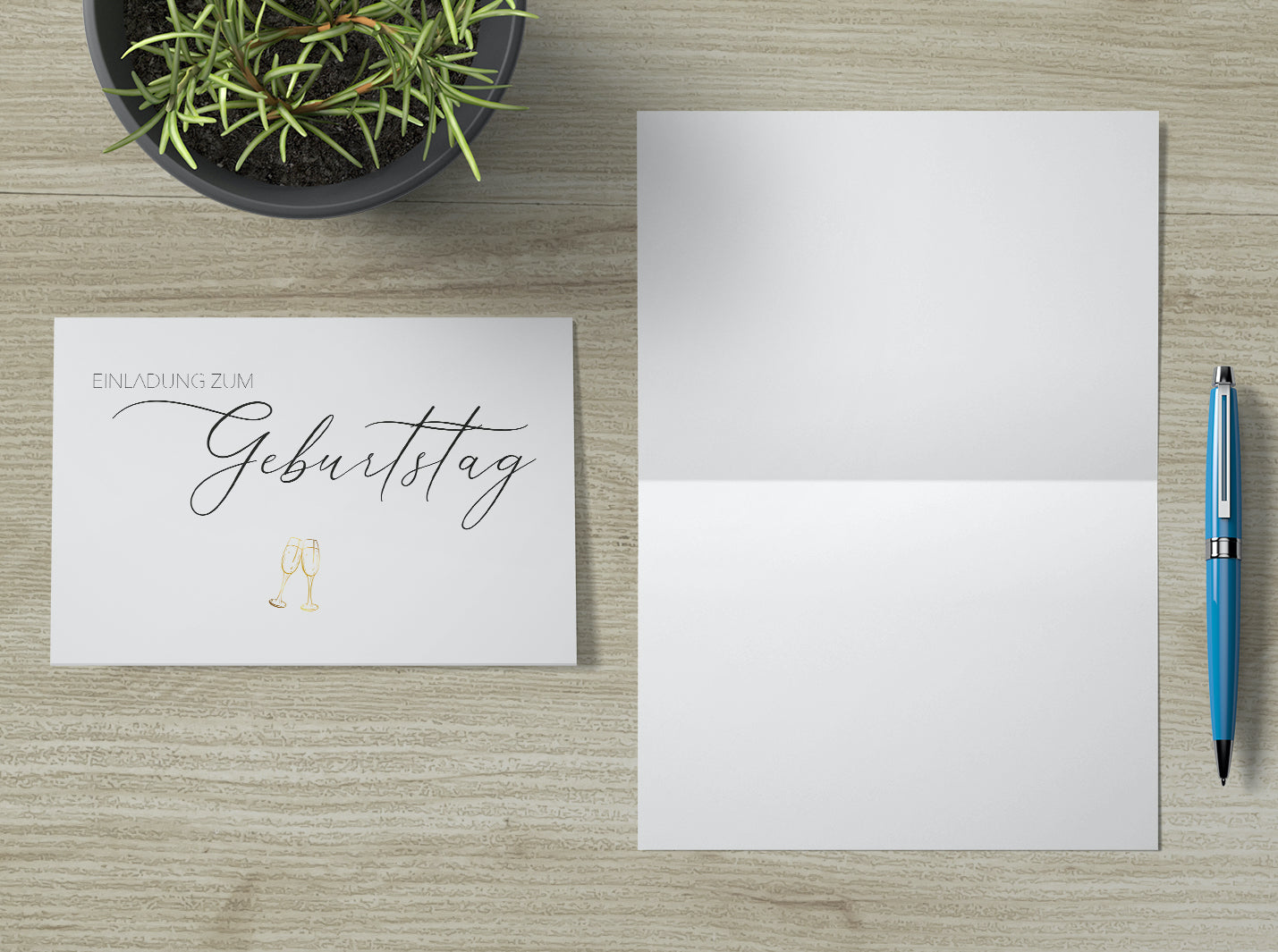 1 Einladungskarte Geburtstag Klappkarte 10,5x14,8cm + Naturumschlag - Einladung