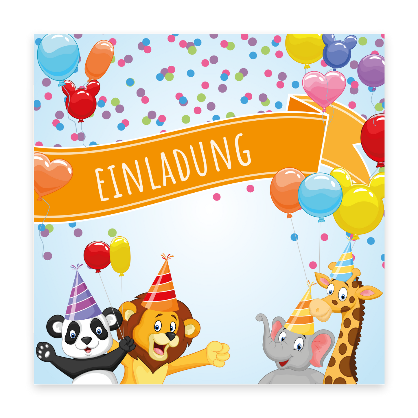 12 Einladungskarten Kindergeburtstag Party Postkarten 14,8x14,8cm + 12 Umschläge Merz Designkarten