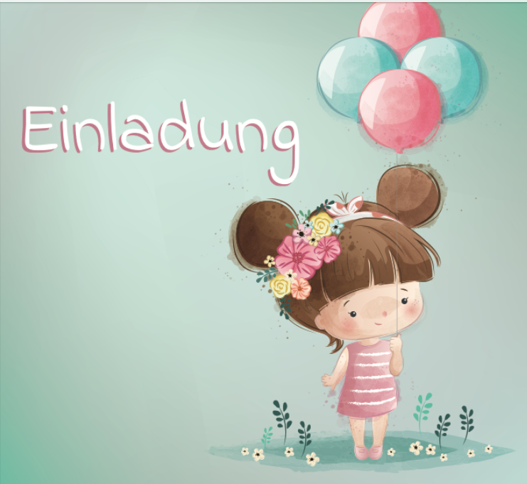 12 Einladungskarten Kindergeburtstag Mädchen Postkarten 14,8x14,8cm + 12 Kuverts Merz Designkarten