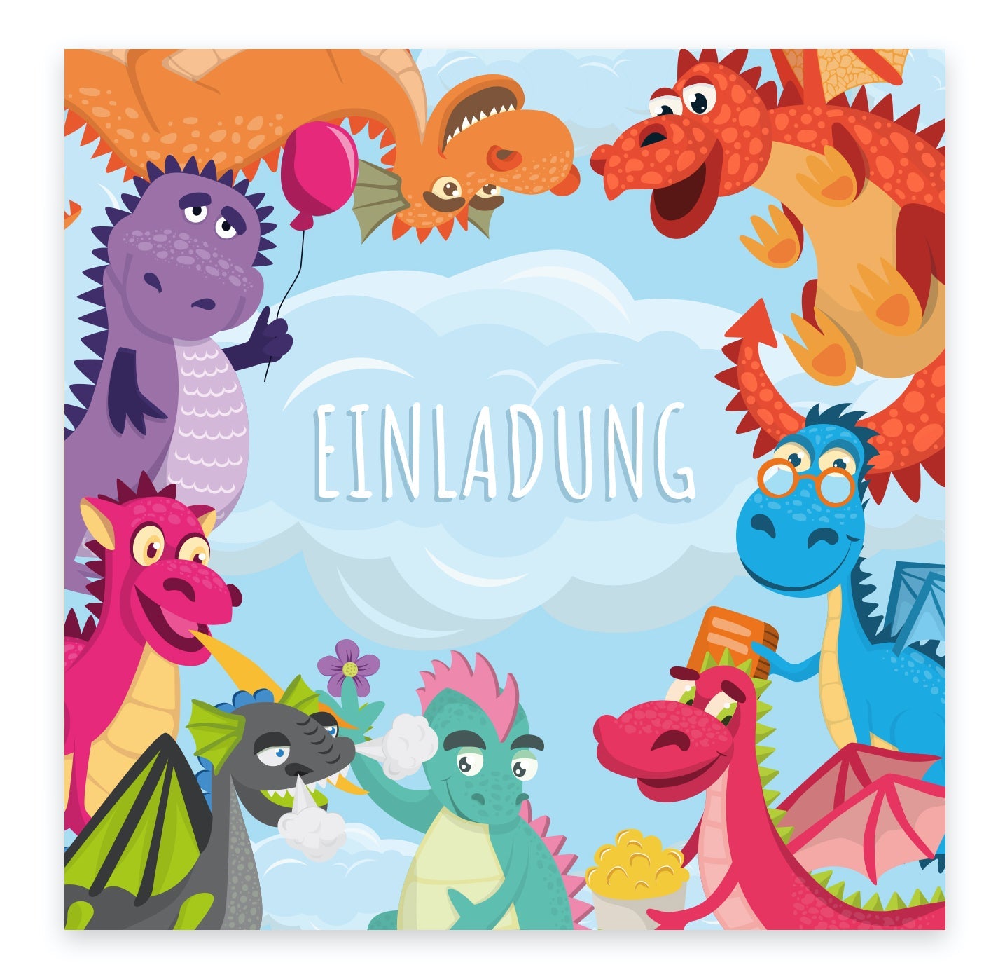 12 Einladungskarten Kindergeburtstag Dino Postkarten 14,8x14,8cm + 12 Umschläge Merz Designkarten