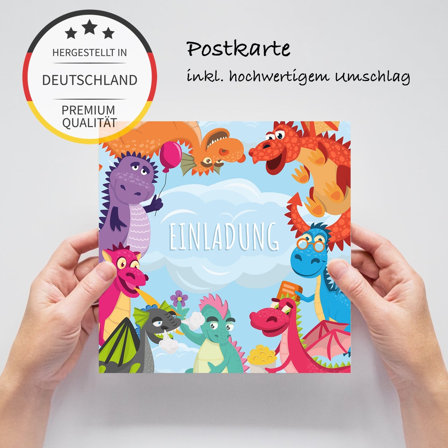 12 Einladungskarten Kindergeburtstag Dino Postkarten 14,8x14,8cm + 12 Umschläge Merz Designkarten