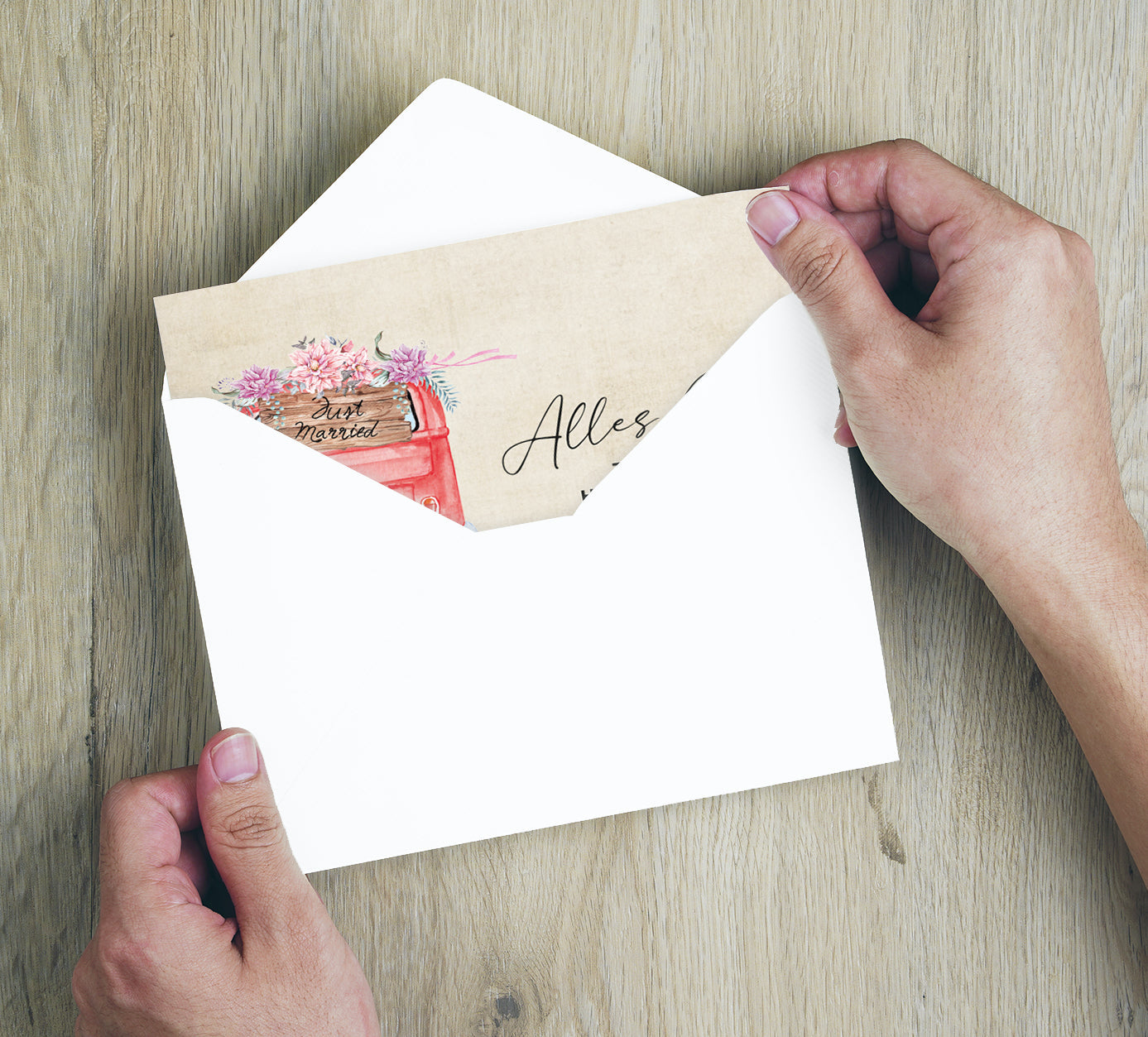 1 Hochzeitskarte 18x12cm Klappkarte mit Umschlag Glückwunschkarte zur Hochzeit Merz Designkarten