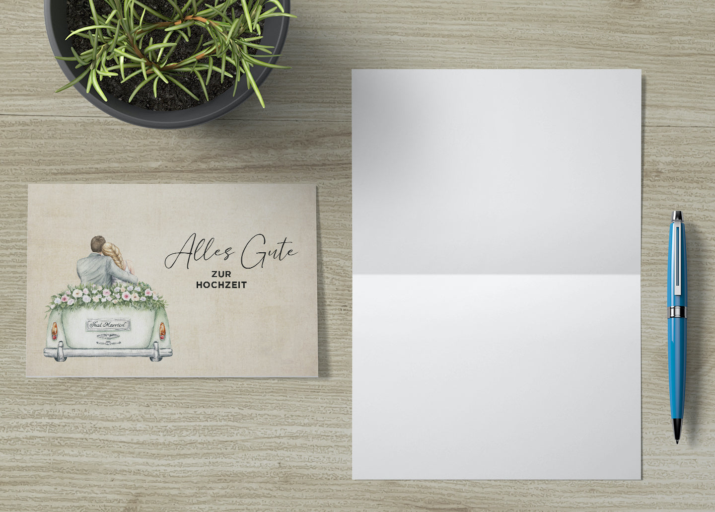 1 Hochzeitskarte 18x12cm Klappkarte mit Umschlag Glückwunschkarte zur Hochzeit Merz Designkarten