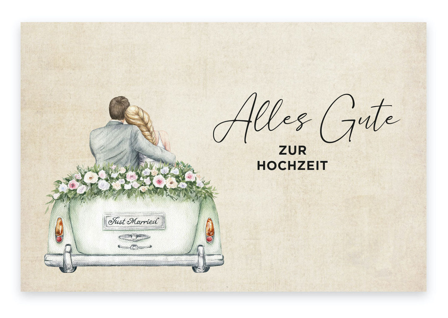 1 Hochzeitskarte 18x12cm Klappkarte mit Umschlag Glückwunschkarte zur Hochzeit Merz Designkarten