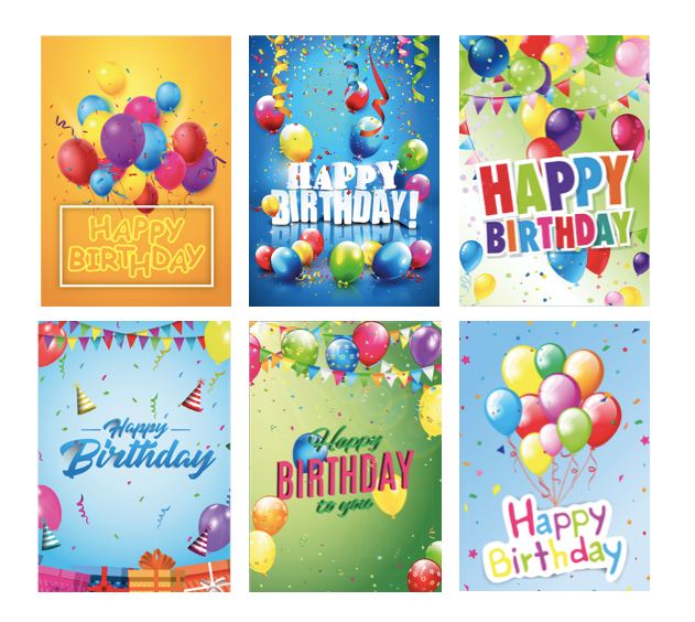 6 Geburtstagskarten Klappkarten 14,8x10,5cm mit 6 weißen Umschlägen Glückwünsche Merz Designkarten